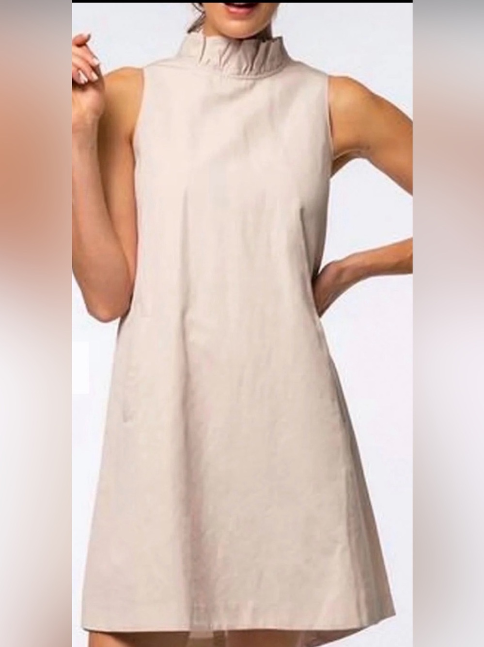 Tyler Böe Stella Shift Dress in Sand / Pockets & bow / Size Large - Picture 2 of 12
